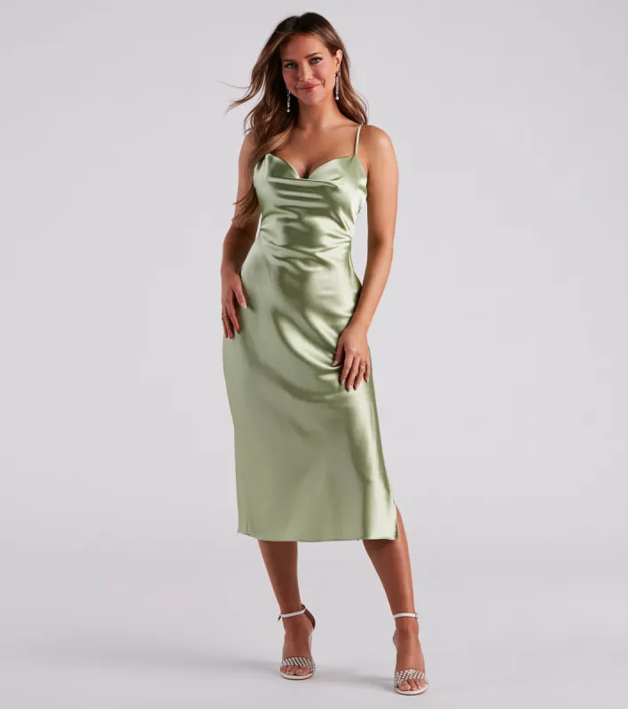 Silky Sleek Satin Slip Midi Dress sold by Windsor