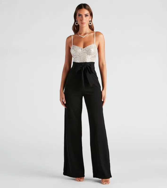 Catch Me In Sequin Wide-Leg Jumpsuit sold by Windsor