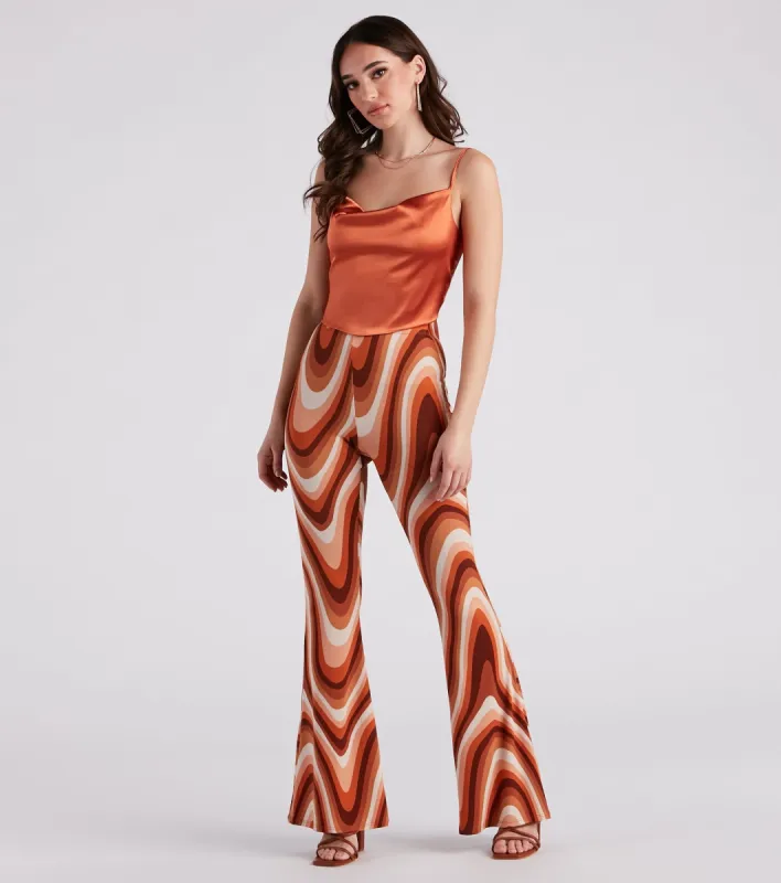 Move It Groove It Swirl Print Flare Pants sold by Windsor