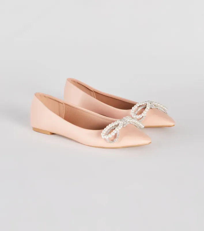 PLACEHOLDER - Elegant Sparkle Rhinestone Bow Ballet Flats sold by Windsor