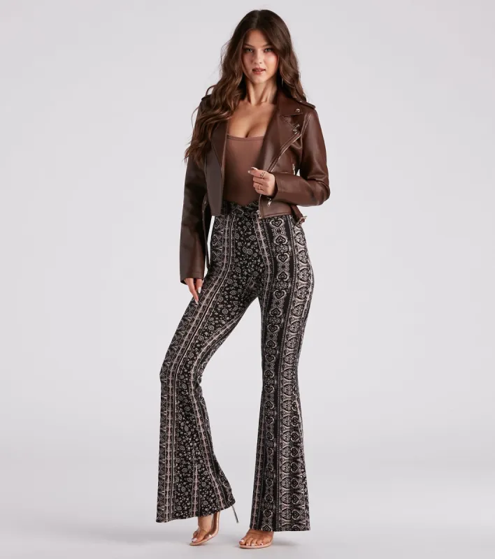 Boho Wanderer Cross High Waist Flare Pants sold by Windsor