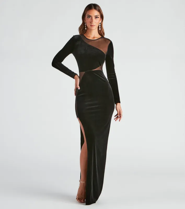 Saylor Velvet Mesh Formal Dress sold by Windsor