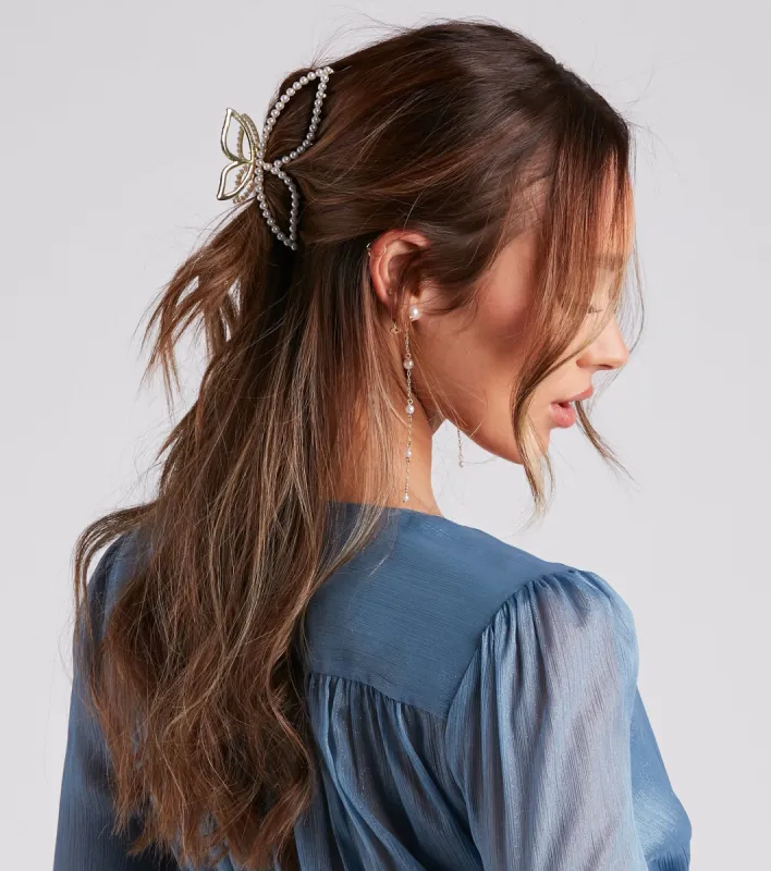 Enchanting Chic Pearl Butterfly Hair Clip sold by Windsor