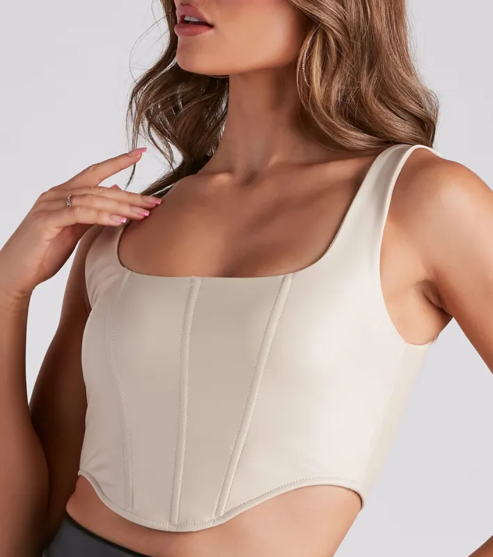 Sleek Style Faux Leather Corset Top sold by Windsor