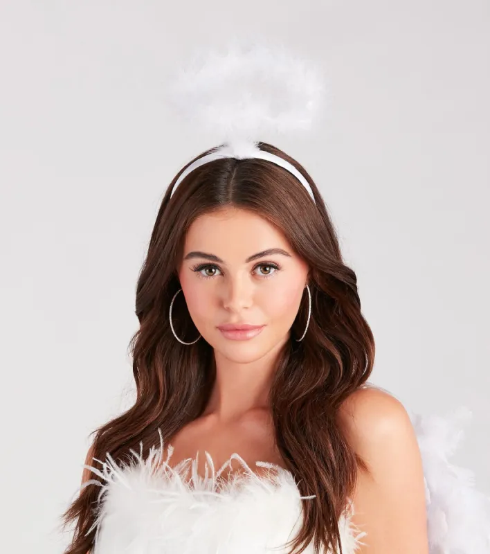 PLACEHOLDER - Angel Halloween Marabou Feather Halo Headband sold by Windsor