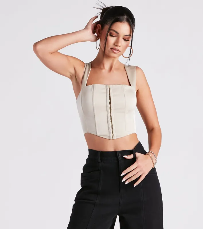 Meant To Be Satin Lace Up Corset Top sold by Windsor
