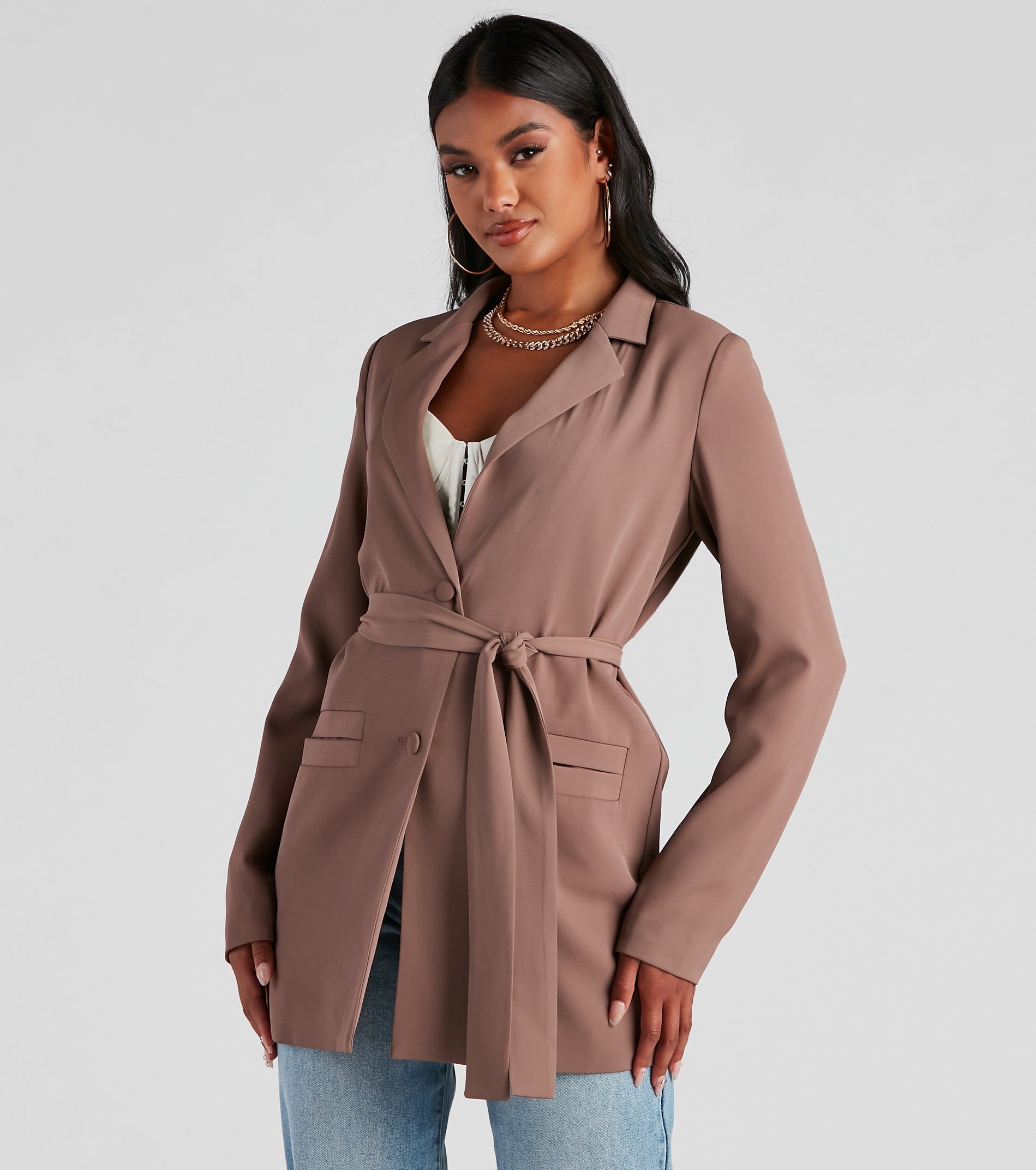 Seriously Chic Woven Long Blazer sold by Windsor product image thumbnail 5