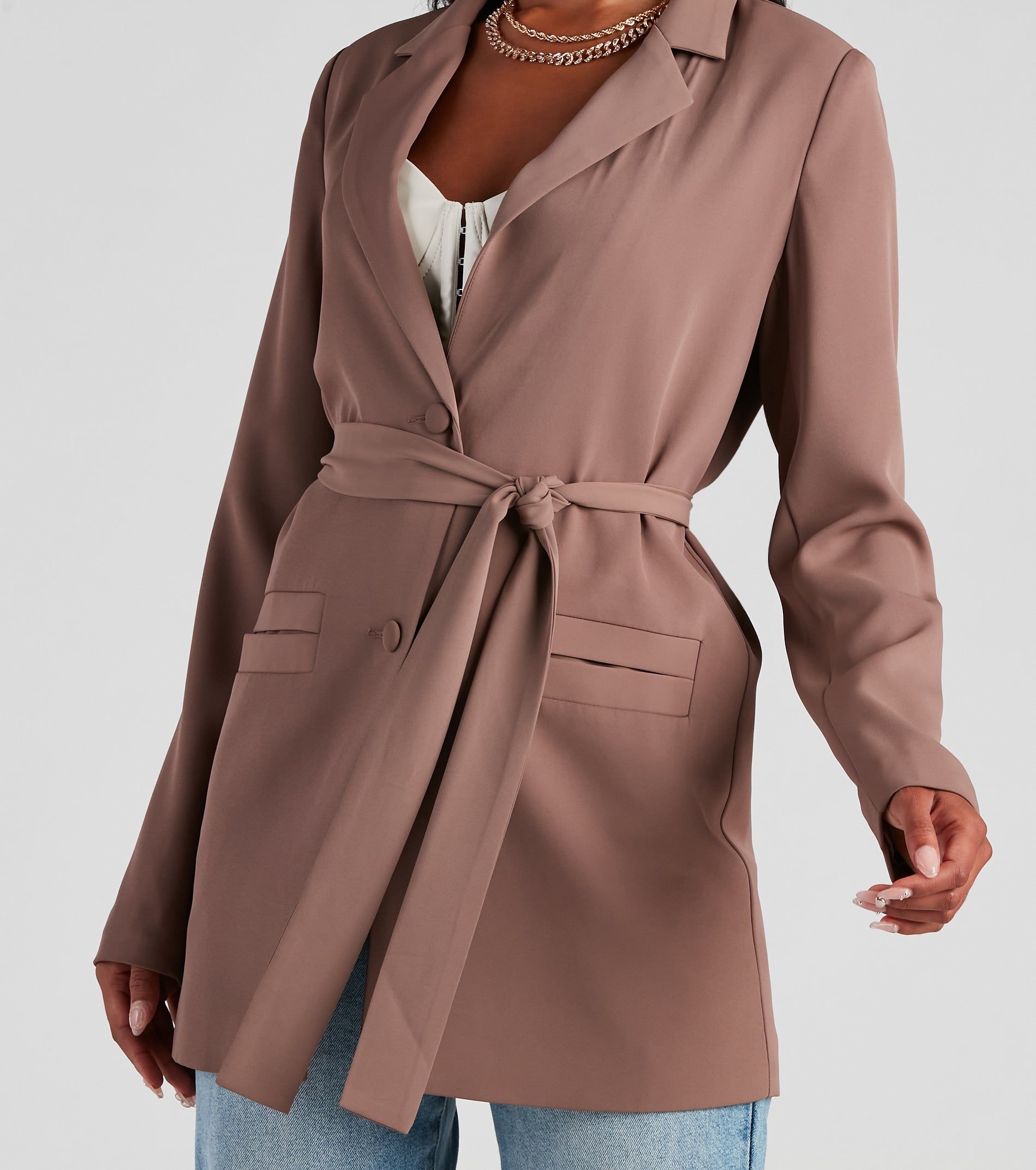 Seriously Chic Woven Long Blazer sold by Windsor product image thumbnail 4