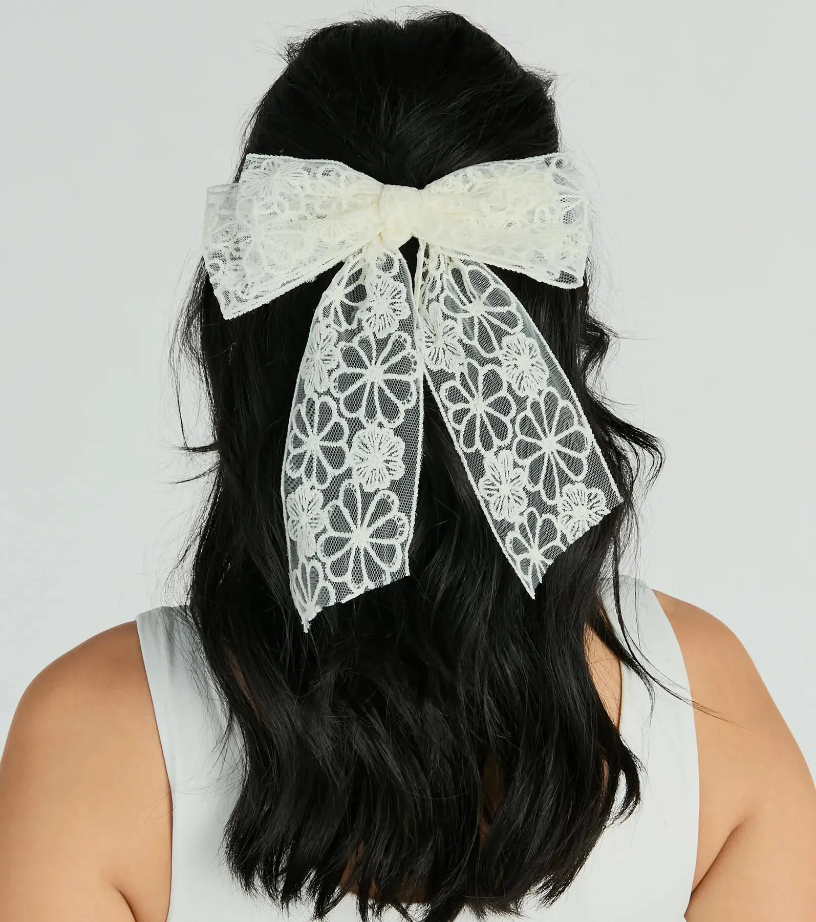 Darling Chic Floral Tulle Hair Bow Clip sold by Windsor product image thumbnail 2