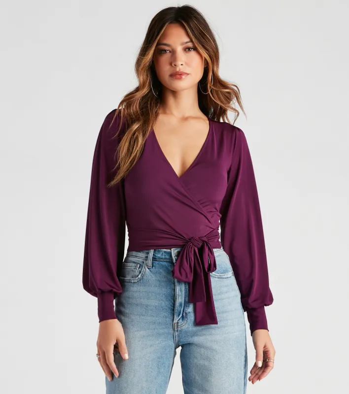 CLEARANCE - Slinky Knit Wrap Front Top sold by Windsor