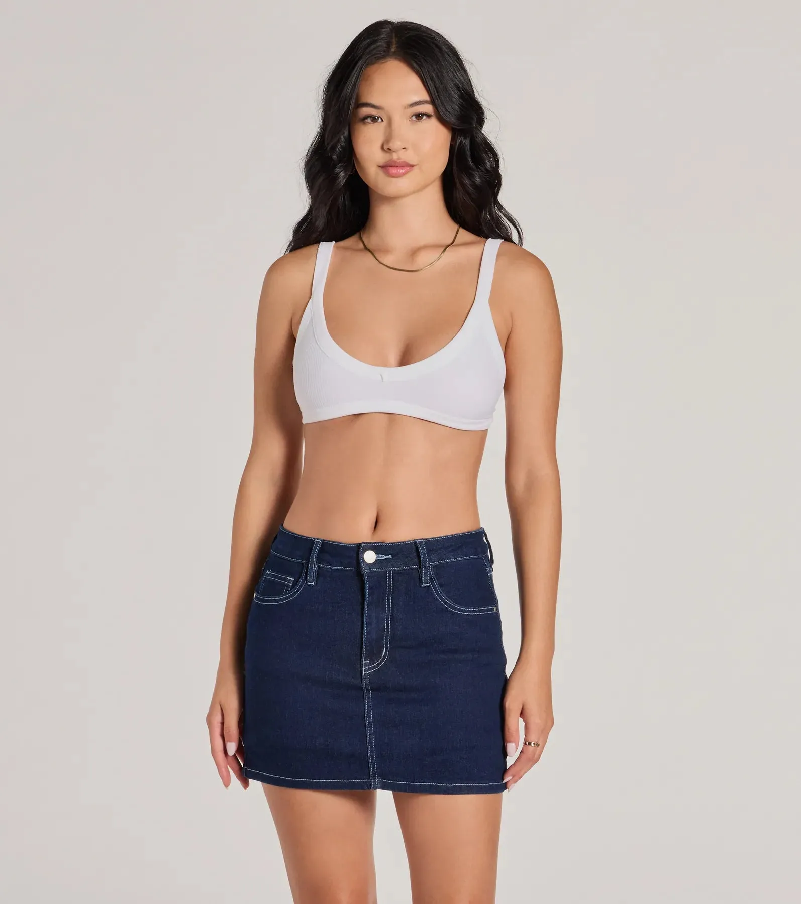 Admirable Aesthetic Mid-Rise Denim Skort sold by Windsor