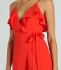 Chic Season Ruffled Wrap-Front Woven Romper sold by Windsor