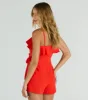 Chic Season Ruffled Wrap-Front Woven Romper sold by Windsor