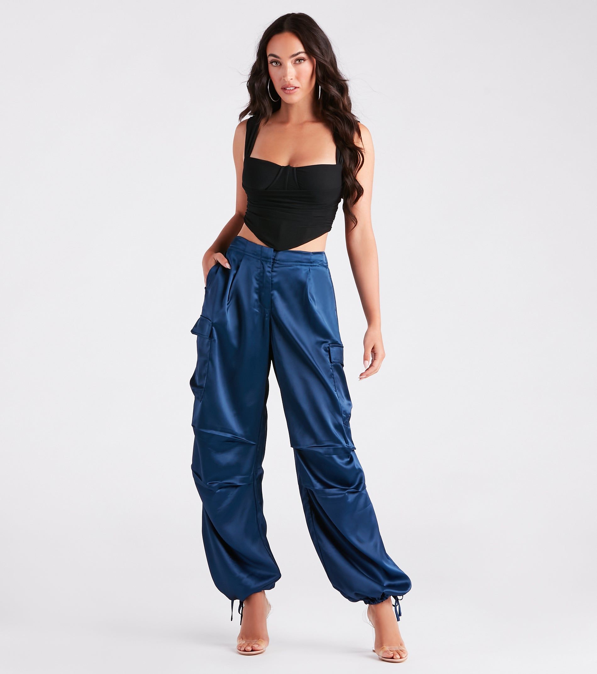 PLACEHOLDER - Pulling Strings Satin High-Rise Cargo Pants sold by Windsor product image thumbnail 2