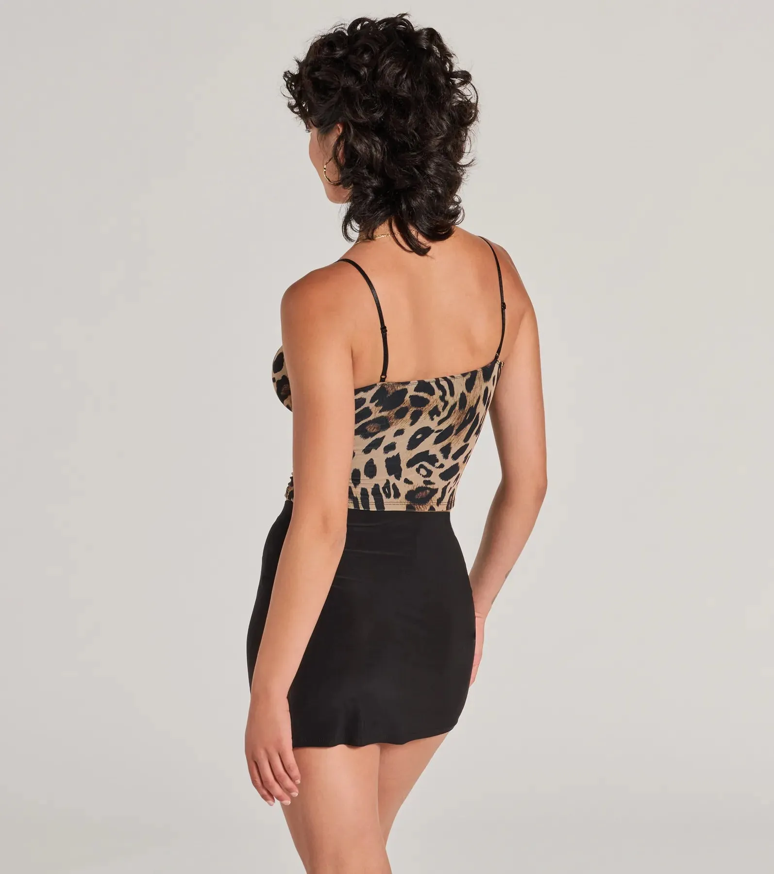 Feline Fierce Lace Trim Leopard Mesh Bustier sold by Windsor product image thumbnail 2