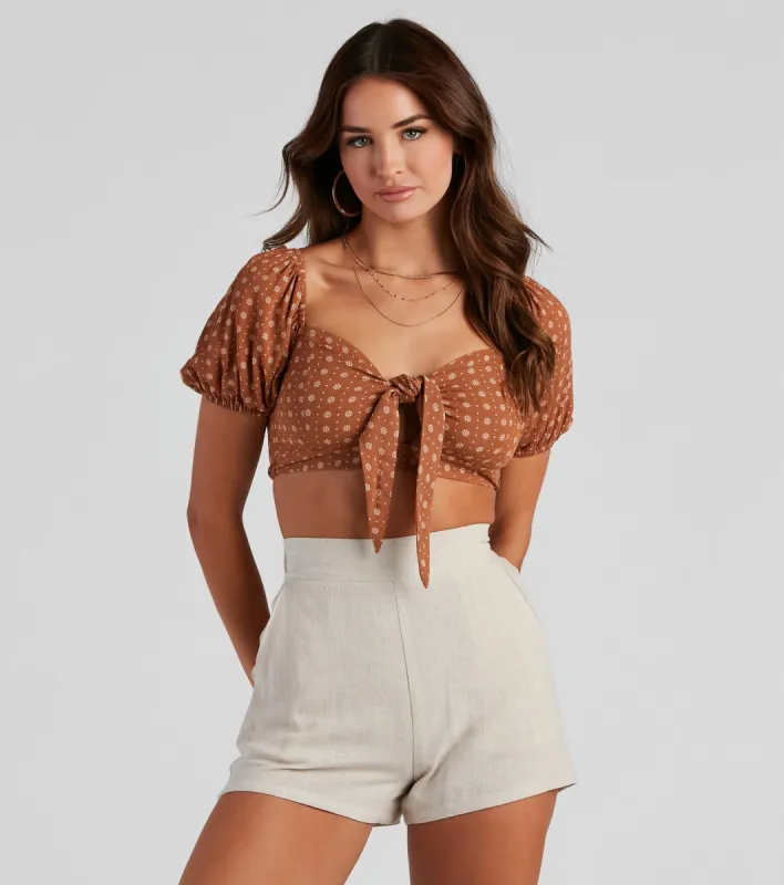 Dainty Floral Dot Tie-Front Top sold by Windsor