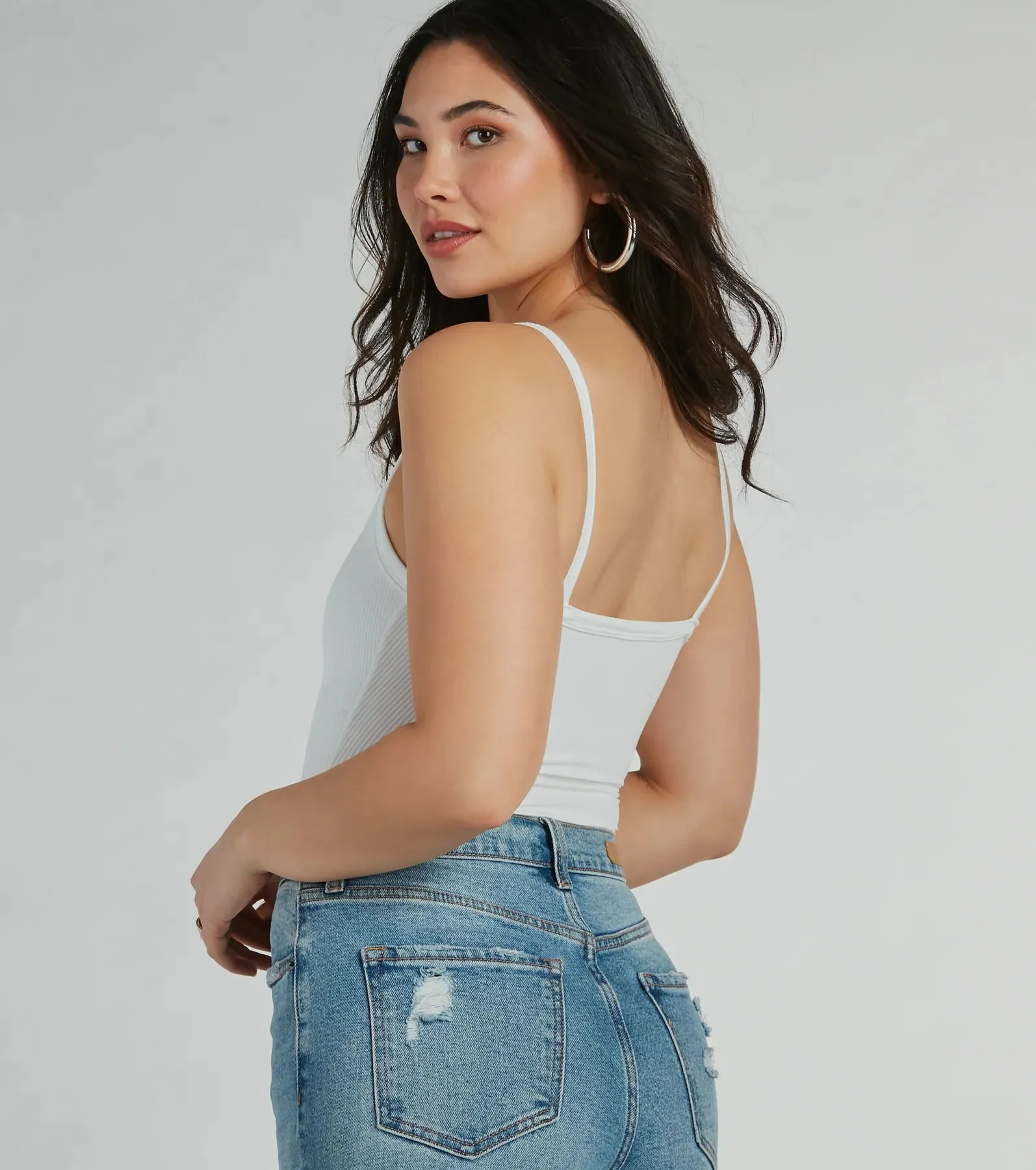 Smooth Silhouette Square Neck Rib Knit Bodysuit sold by Windsor product image thumbnail 2