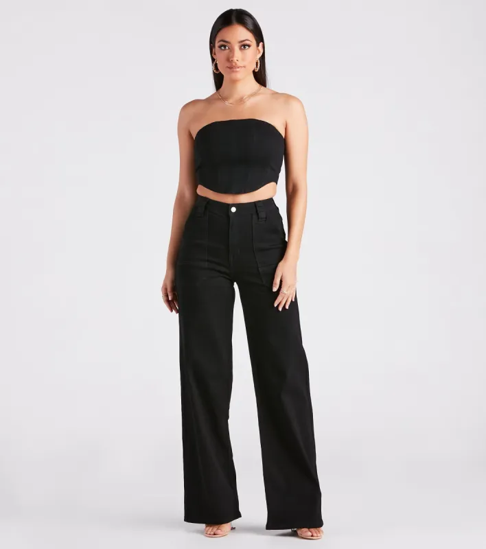 It's A Mood Wide Leg Twill Denim Pants sold by Windsor