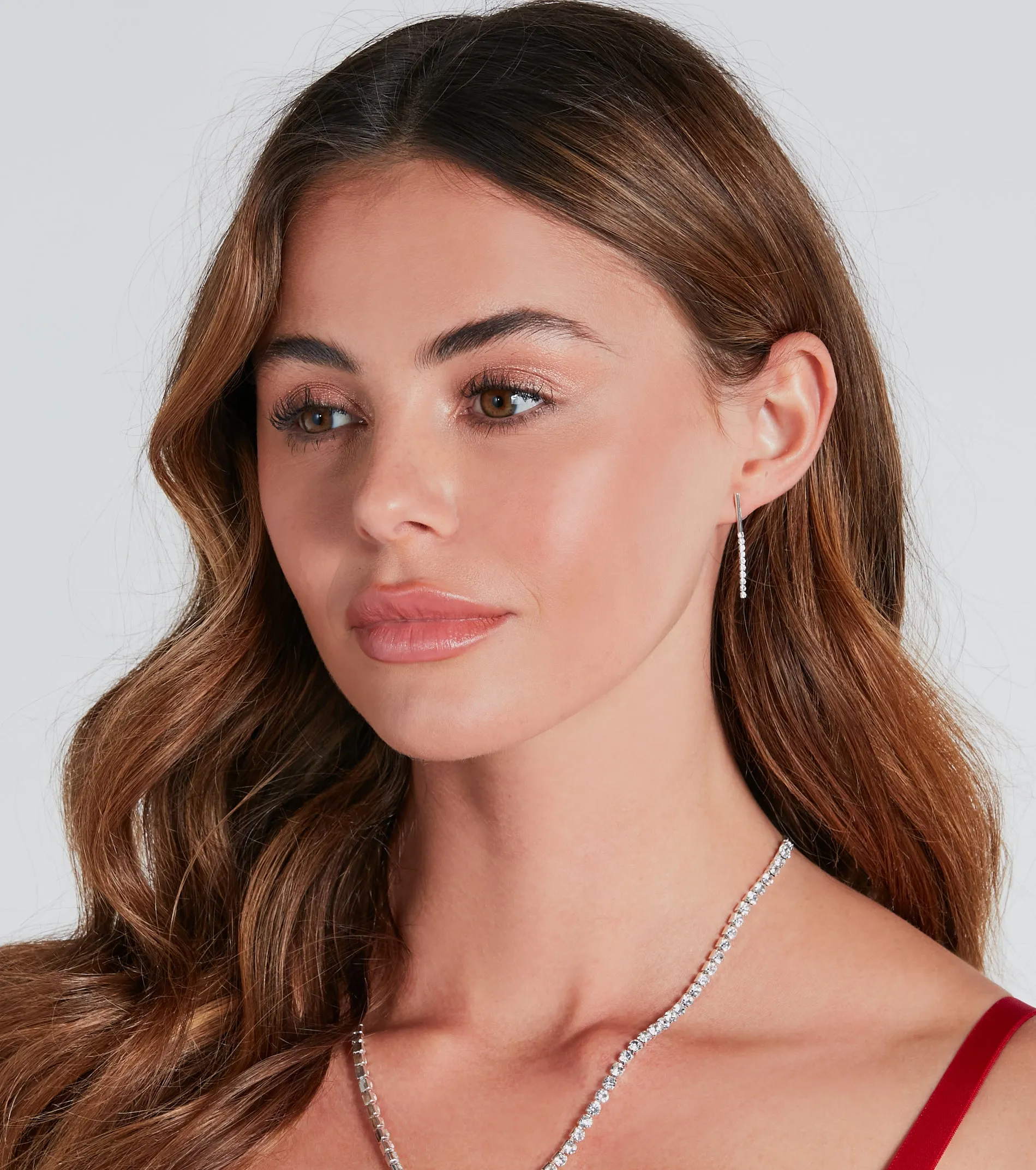 Dainty Shine Sterling Silver Plated Cubic Zirconia Fringe Earrings sold by Windsor product image thumbnail 2