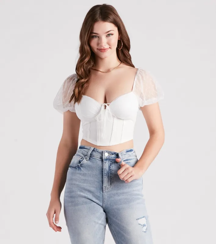 Cute Staple Mesh Puff Sleeve Bustier sold by Windsor