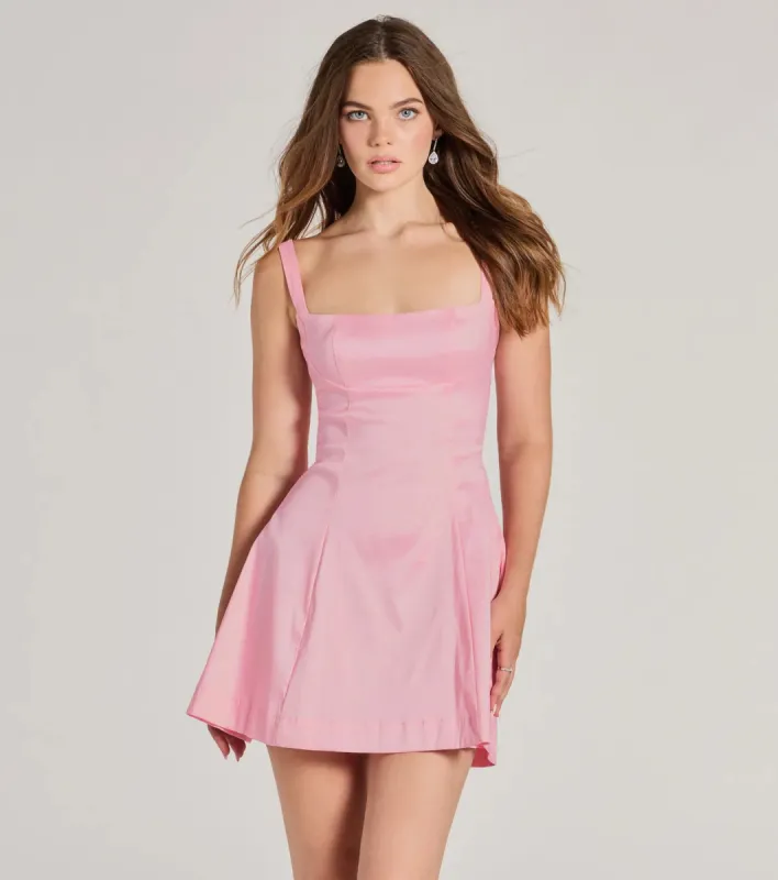 Fanciful Charm Tie-Back A-Line Taffeta Mini Dress sold by Windsor