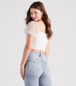 Cute Staple Mesh Puff Sleeve Bustier sold by Windsor
