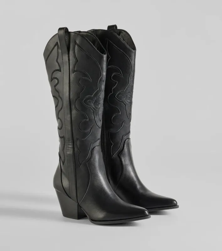 Western Standoff Faux Leather Cowboy Boots sold by Windsor