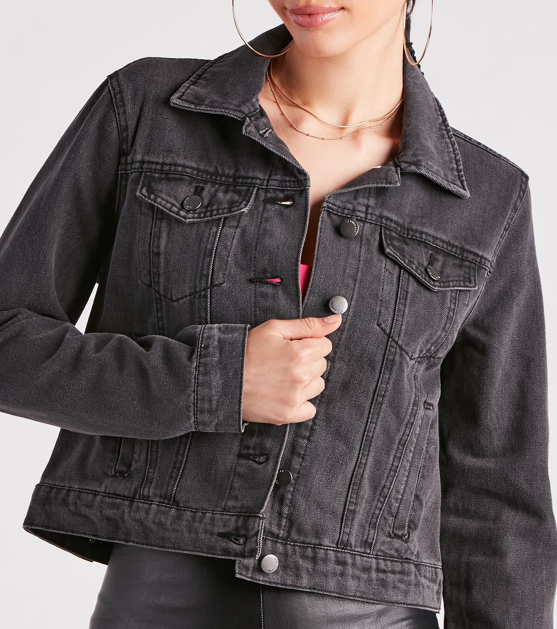 Casual Everyday Slay Denim Trucker Jacket sold by Windsor product image thumbnail 3