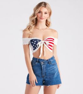 Miss Americana Rib Knit Crop Top sold by Windsor