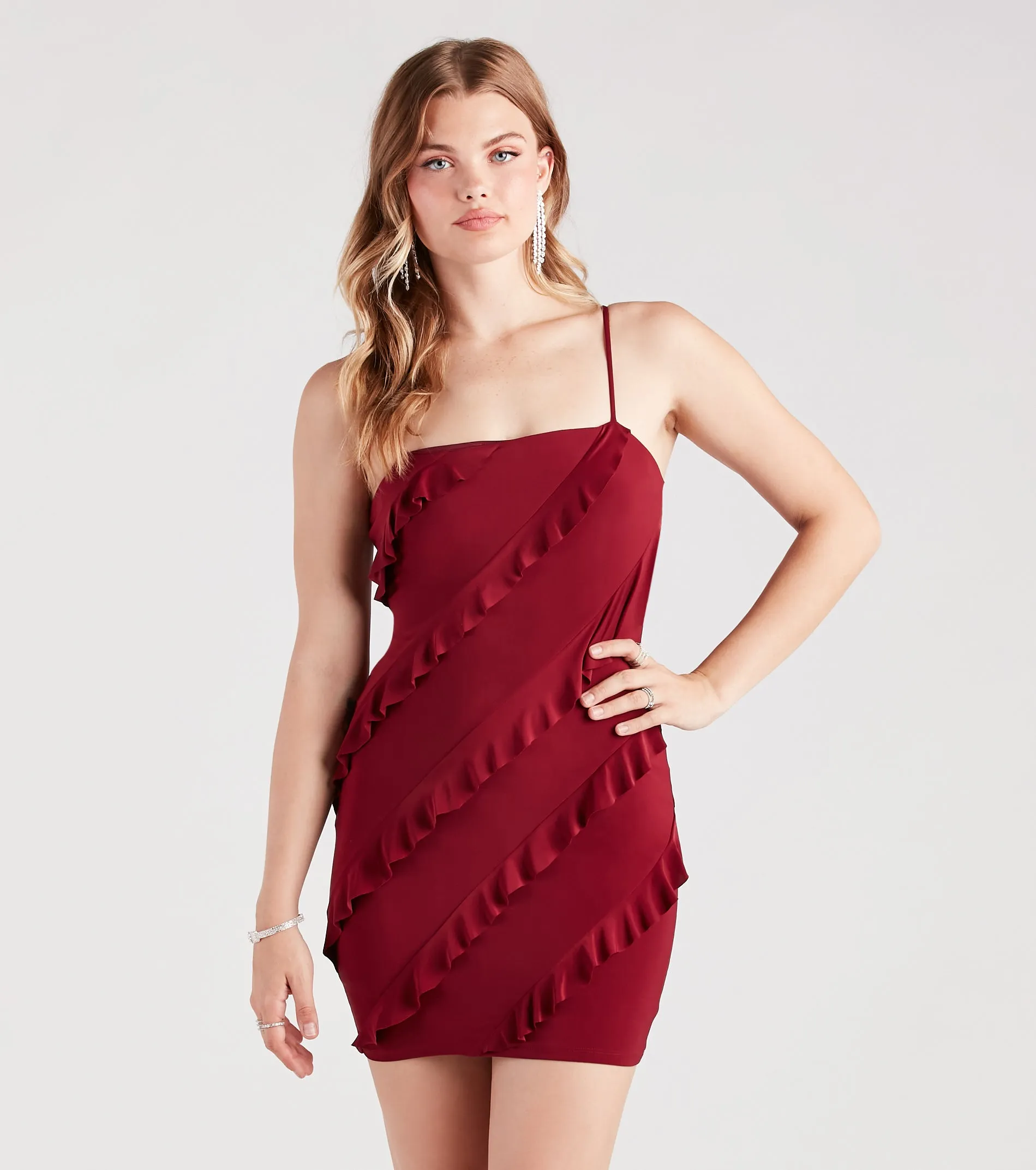 Sipping On Style Ruffle Trim Mini Dress sold by Windsor