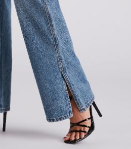 Low-Key Slay High Rise Wide Leg Slit Denim Jeans sold by Windsor