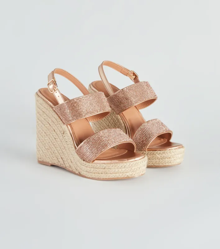 Vacay Luxe Rhinestone Espadrille Wedges sold by Windsor