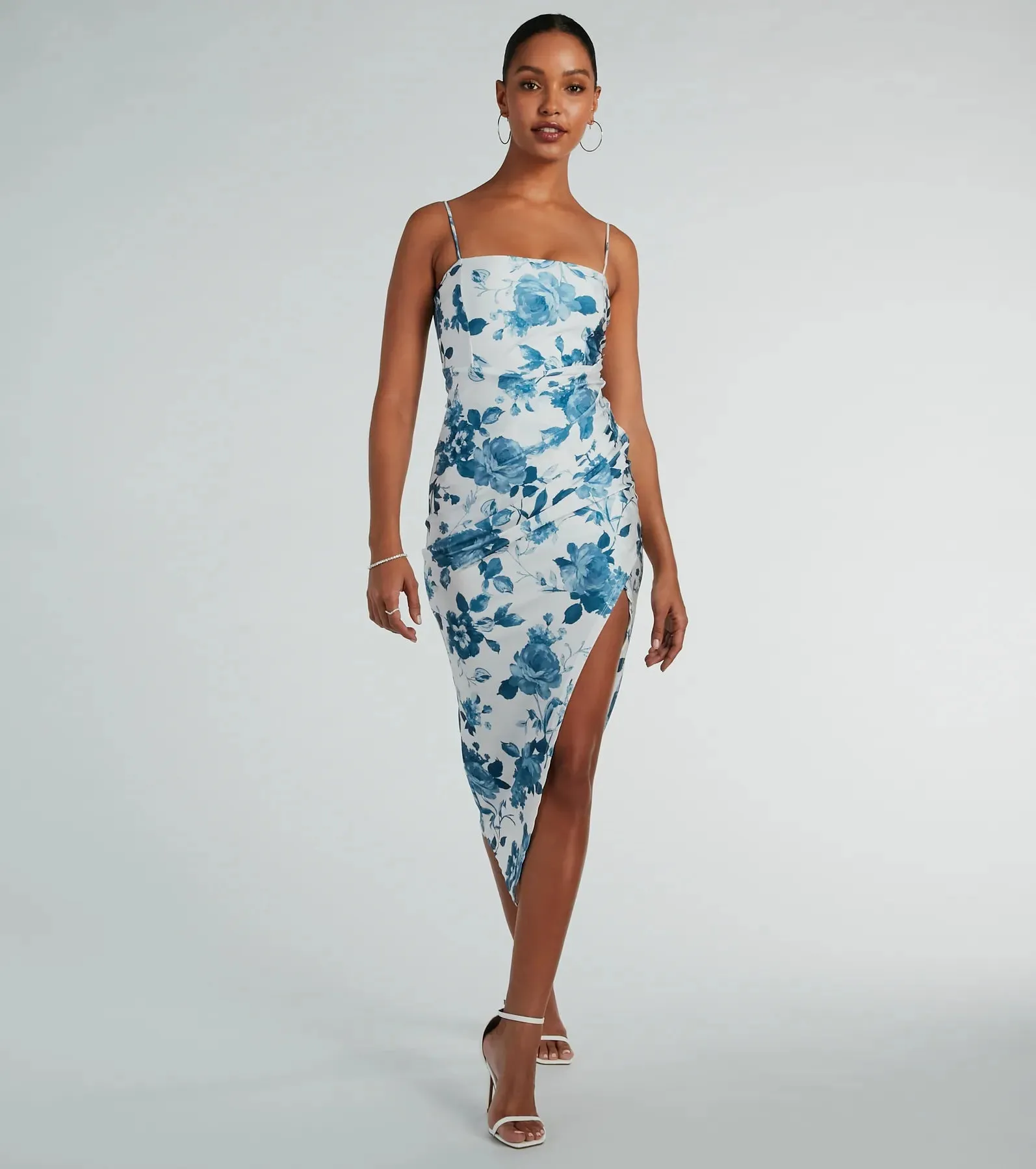 Made You Wink Floral Satin Midi Dress sold by Windsor product image thumbnail 5
