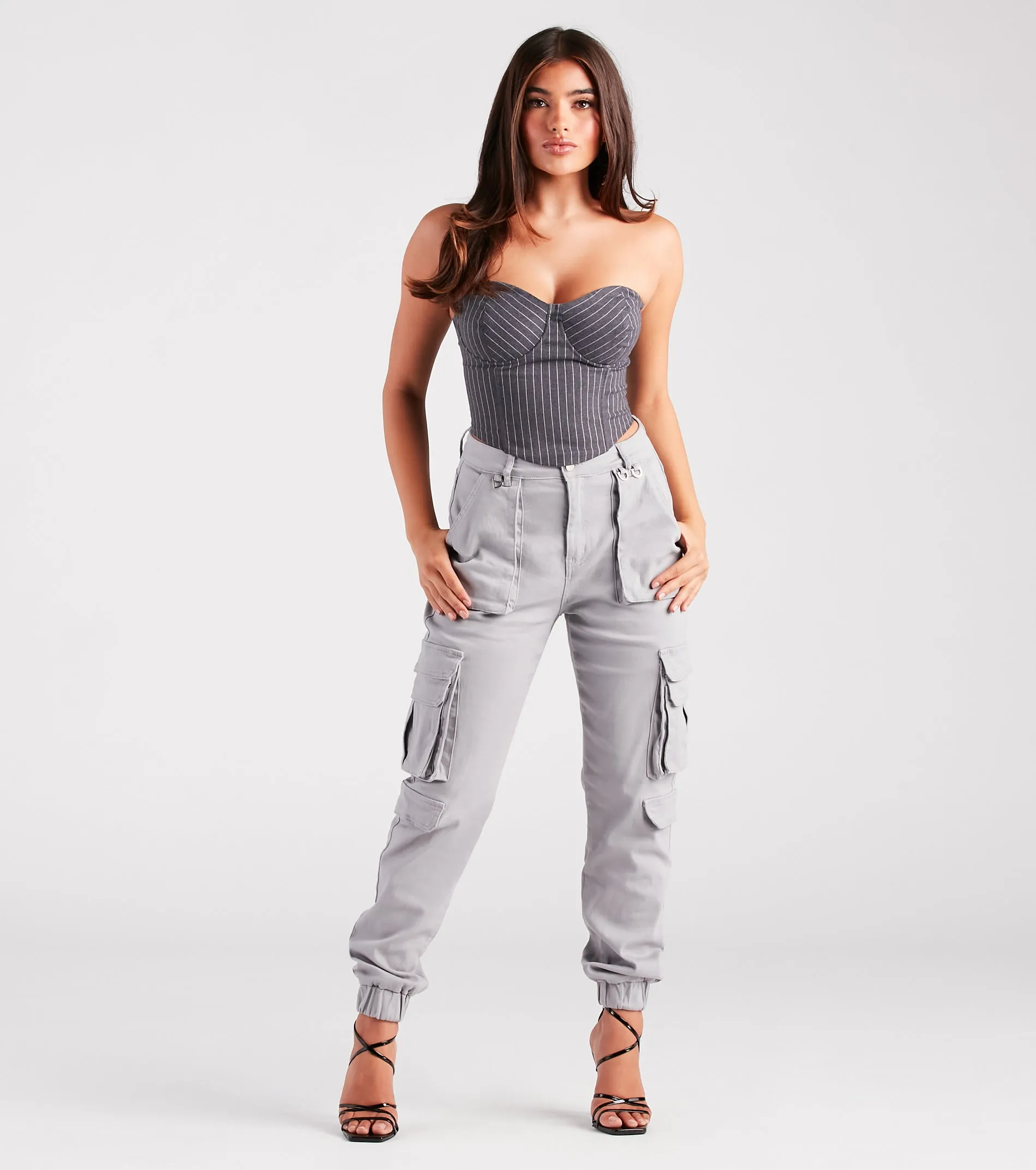 Modern Posh Strapless Pinstripe Corset Top sold by Windsor product image thumbnail 3