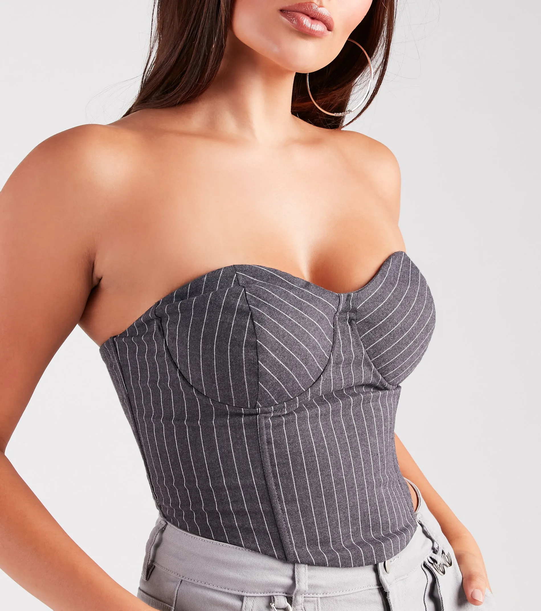 Modern Posh Strapless Pinstripe Corset Top sold by Windsor product image thumbnail 4