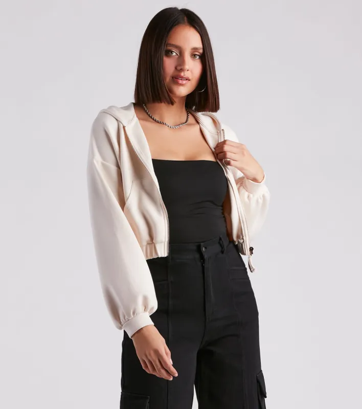 Off Duty Babe Luxe Zip-Up Crop Hoodie sold by Windsor