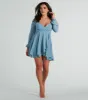 Dreamy Vibes Long Sleeve Chiffon Skater Dress sold by Windsor