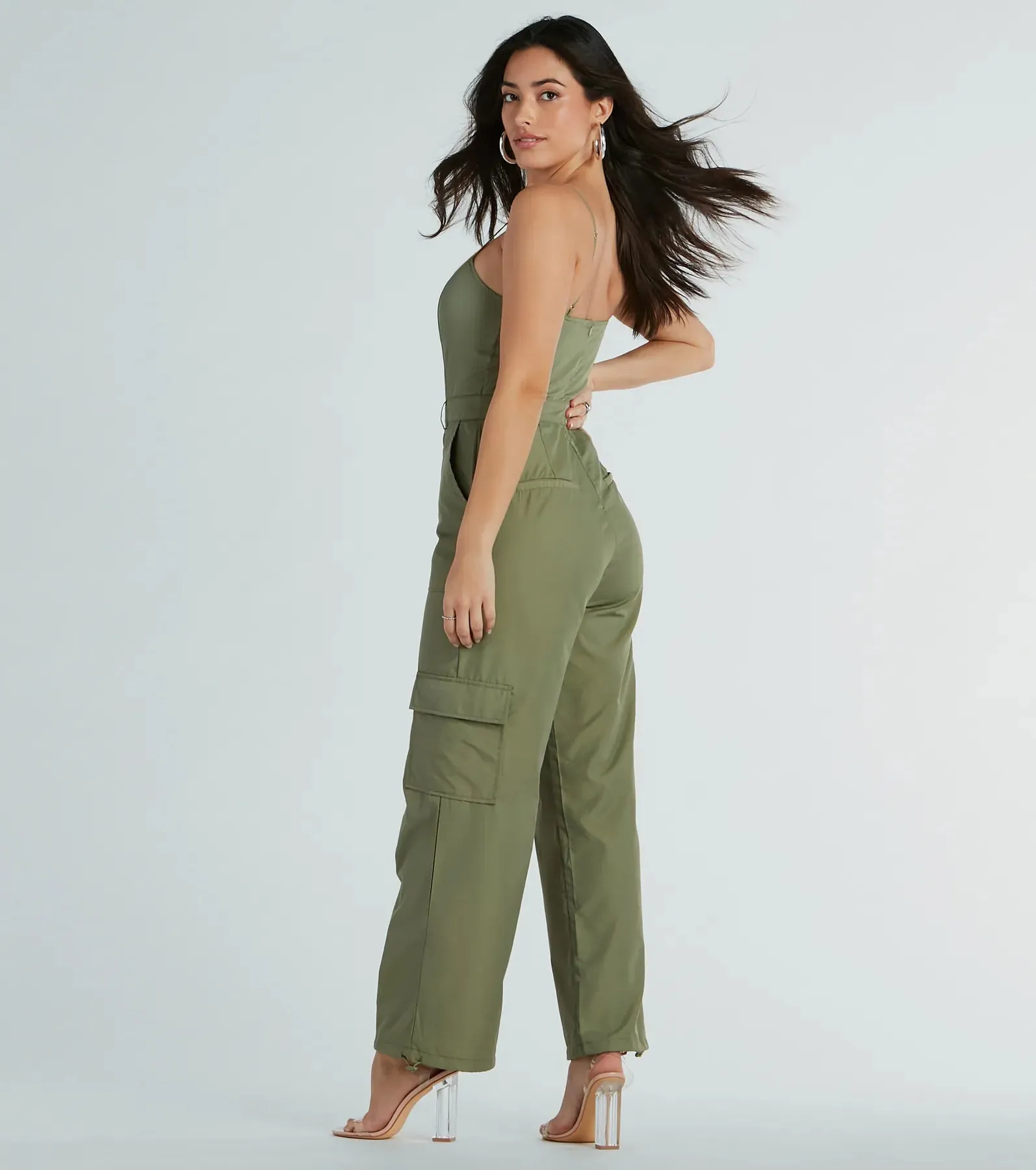 Casual Getaway Sleeveless Nylon Cargo Jumpsuit sold by Windsor product image thumbnail 2