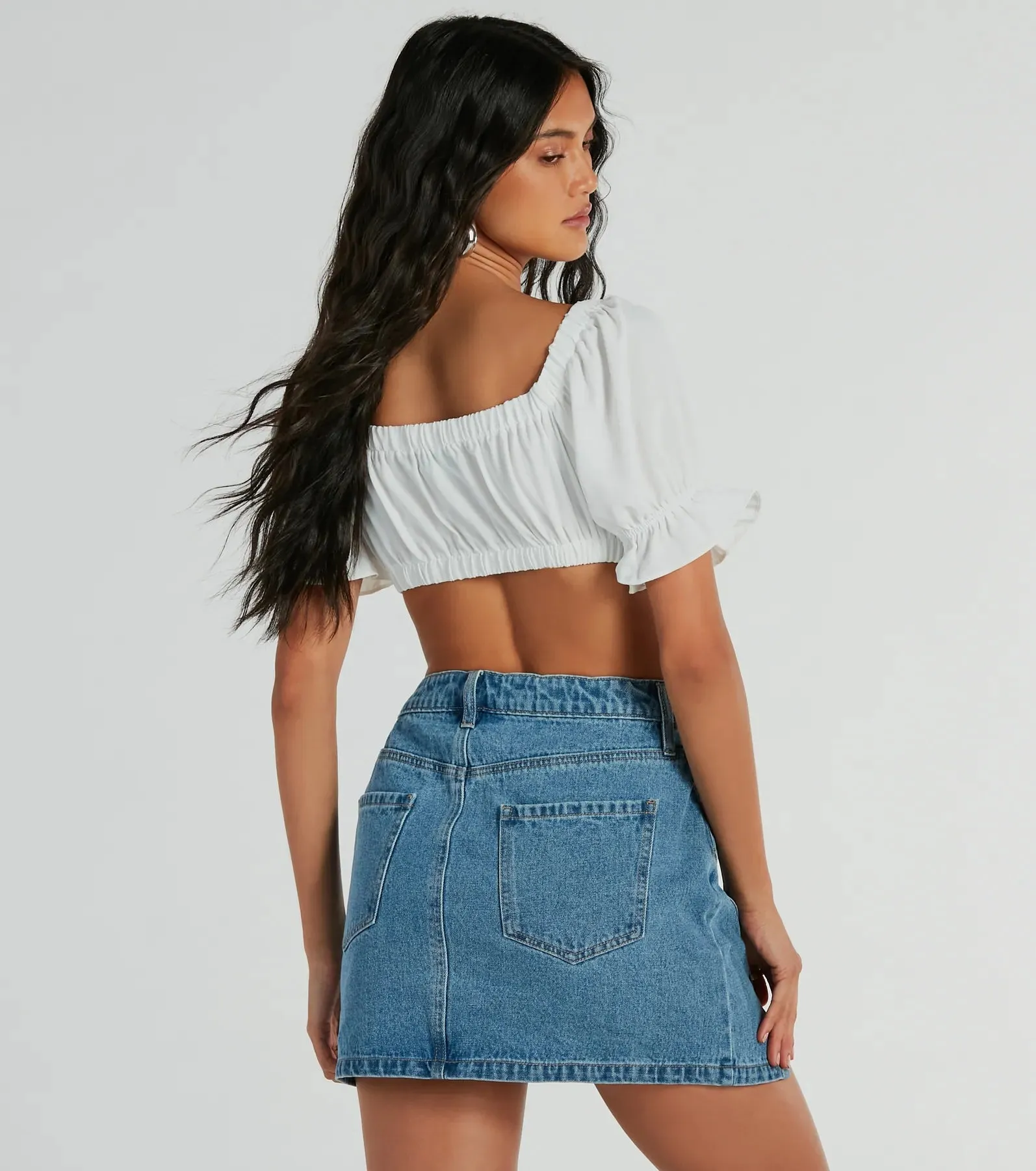 Fresh Look Puff Sleeve Tie-Front Crop Top sold by Windsor product image thumbnail 2