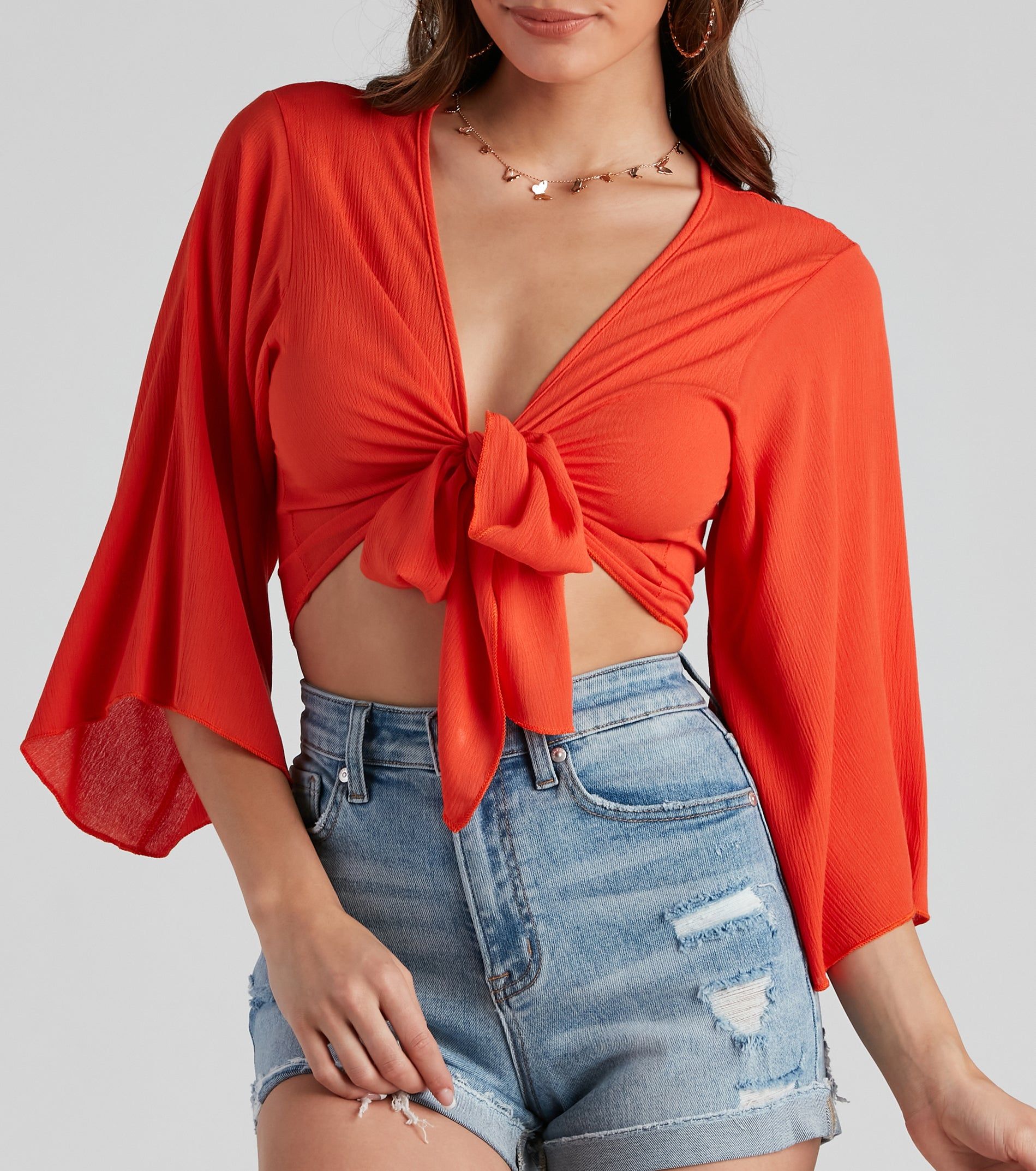 Boho Bell Tie-Front Top sold by Windsor product image thumbnail 3
