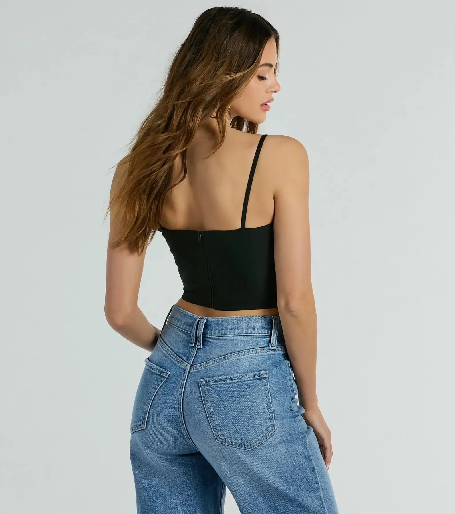 Sultry Flair Woven Cropped Corset Top sold by Windsor product image thumbnail 2