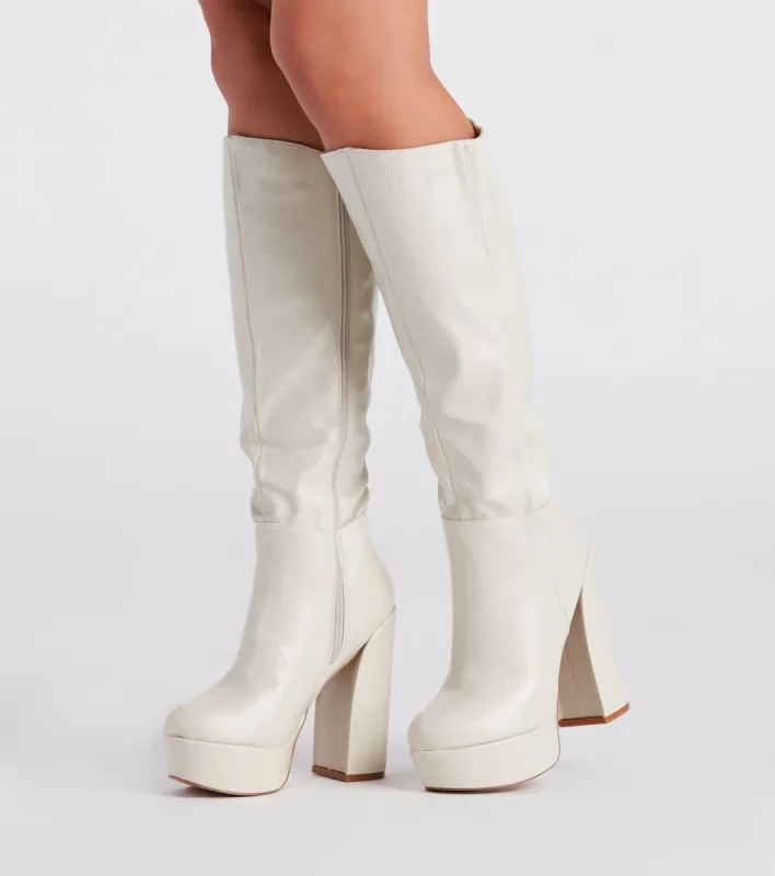 Edgy-Chic Under-The-Knee Platform Boots sold by Windsor