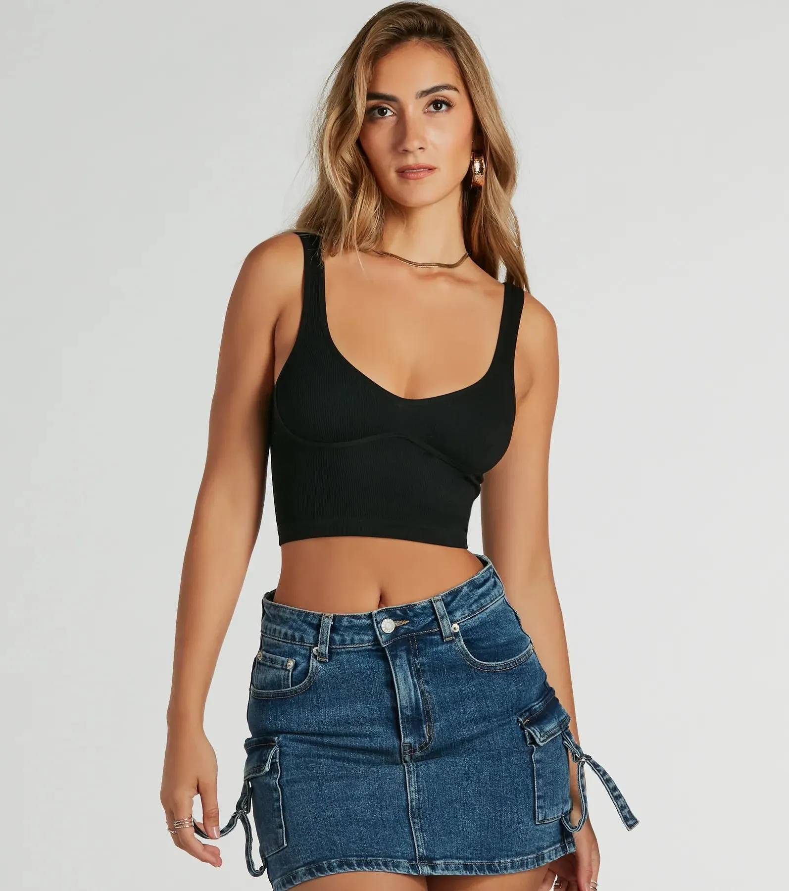 CLEARANCE - Fave Staple Ribbed Knit Cropped Tank Top sold by Windsor
