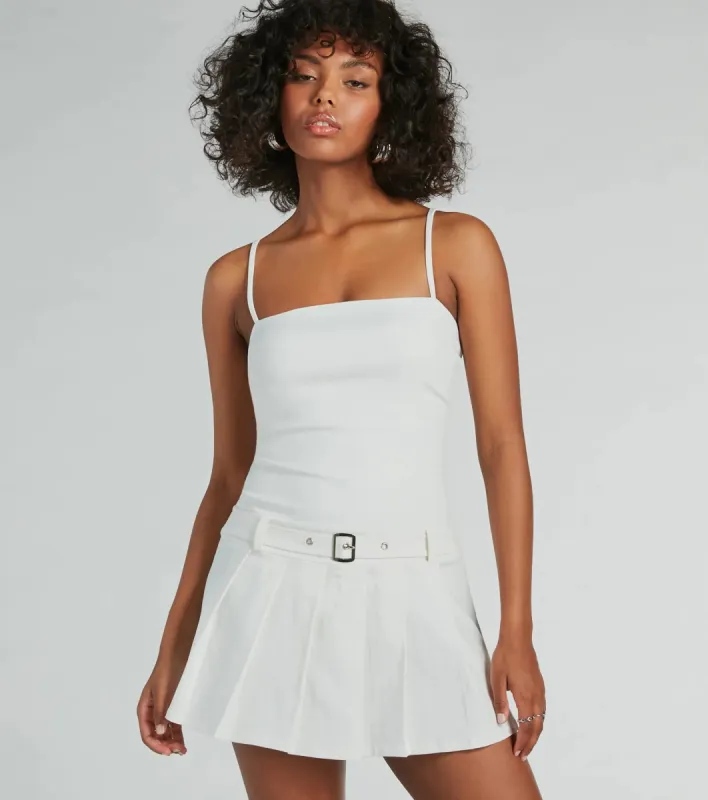 CLEARANCE - If You Pleats Sleeveless Pleated A-Line Mini Dress sold by Windsor