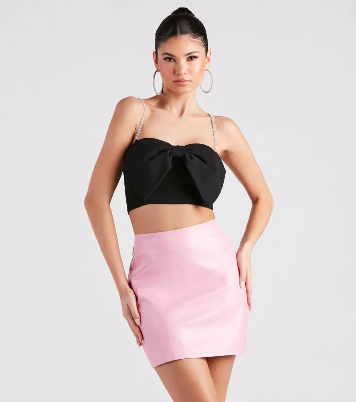 Cutest Glamour Bow-Front Crop Top sold by Windsor