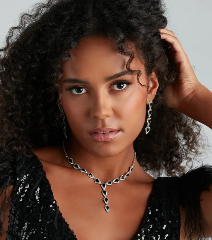 Elevate The Drama Gemstone Necklace And Earrings Set sold by Windsor