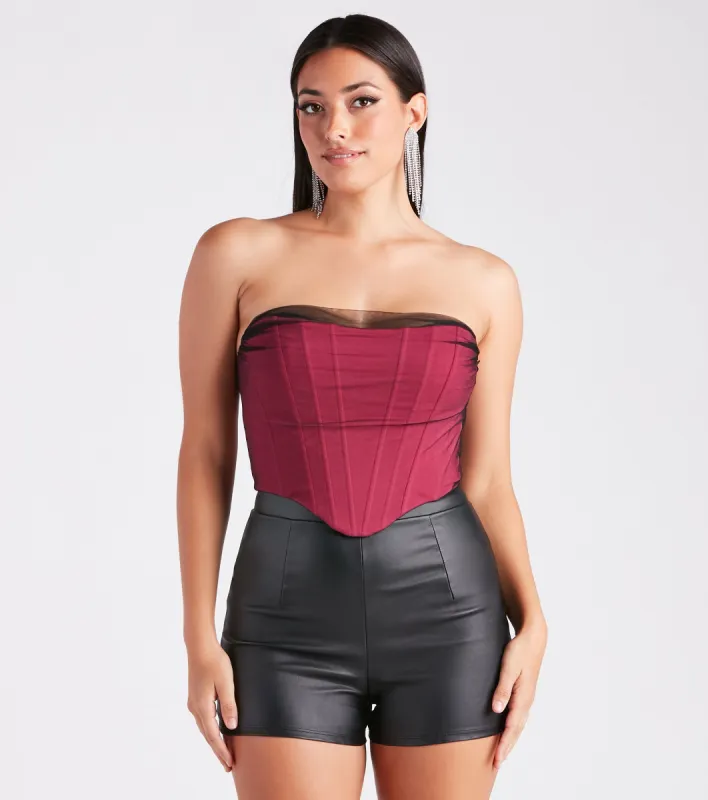 CLEARANCE - Having A Moment Ponte Tulle Corset Top sold by Windsor