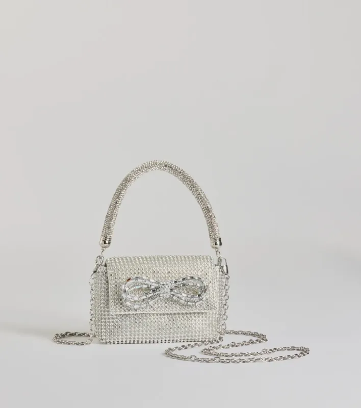 Glittering Aesthetic Rhinestone Bow Mini Purse sold by Windsor