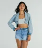 Trendsetting Girlie Long Sleeve Denim Shrug Jacket sold by Windsor