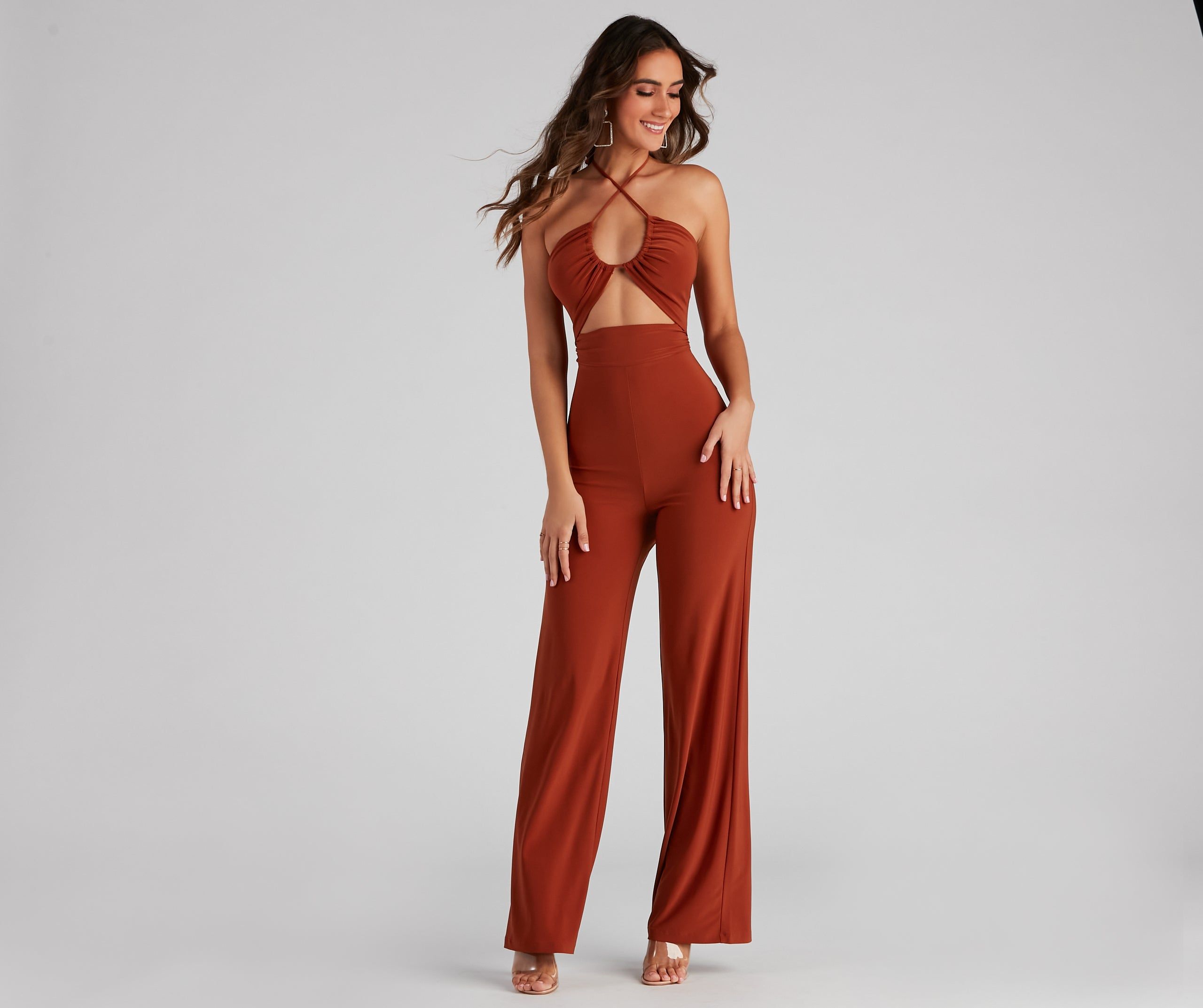 CLEARANCE - Sleek And Sultry Halter Jumpsuit sold by Windsor